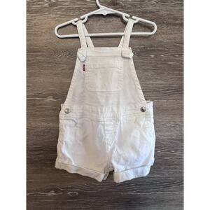 Levi's Overalls Kids Baby White Jean Bib Shorts Girl's size 3T Spring Easter